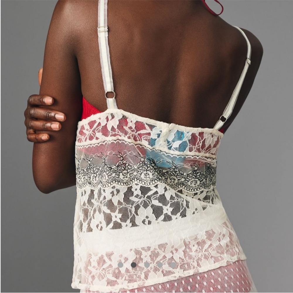 Anthropologie Sheer Mixed Lace Cami In‎ Ivory - Picture 2 of 7
